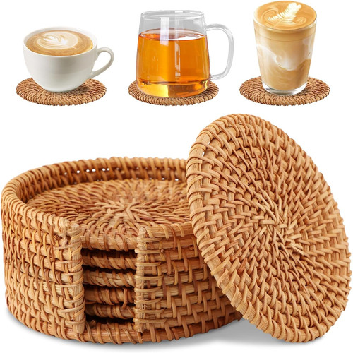 Rattan coasters set - 6, with