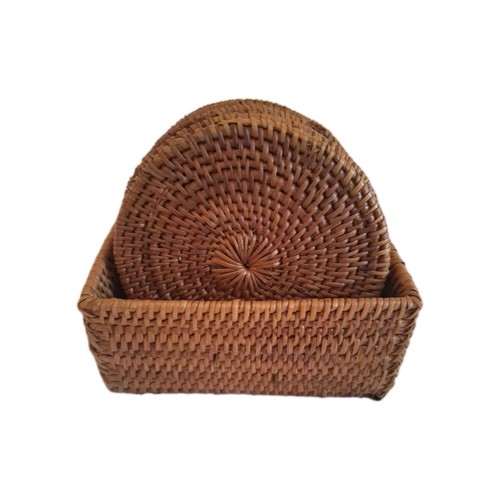 Rattan woven coasters - woven, 4"