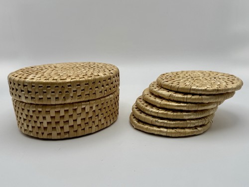 Set vintage wicker rattan - of,