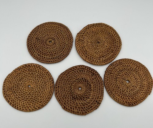 Wicker woven coaster beer - wicker,