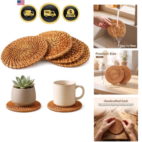 4pcs natural handmade - handmade, woven