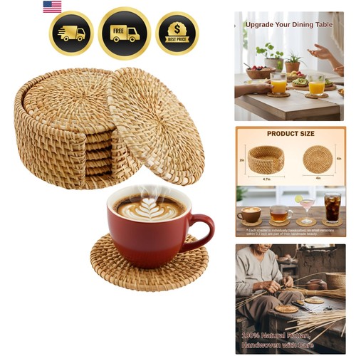 Handwoven rattan coasters set - handwoven,