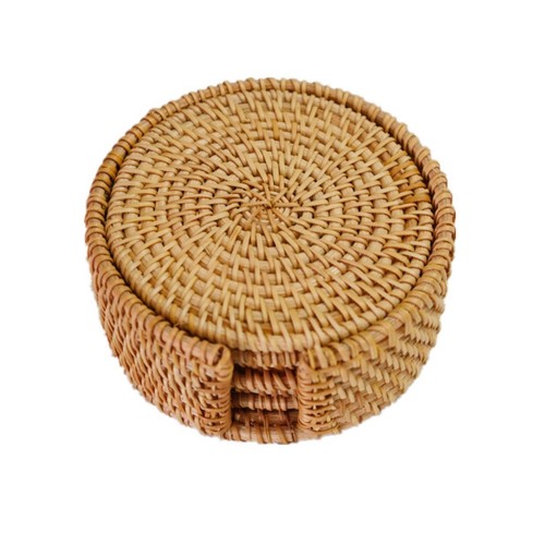 Rattan coaster set with - coaster,
