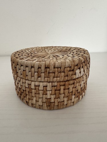 Vintage woven rattan coaster - vintage,