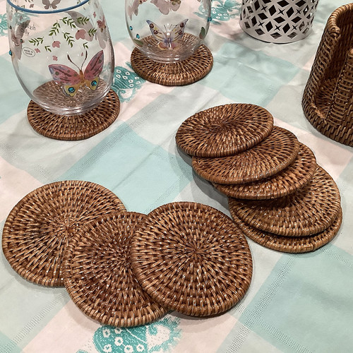 Rattan drink coasters woven - drink,