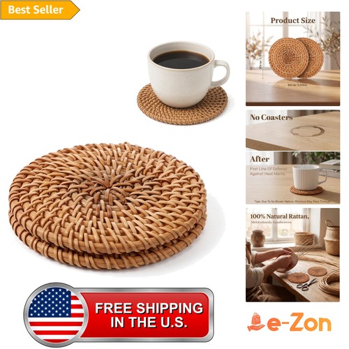 Rattan coasters set - coasters, round