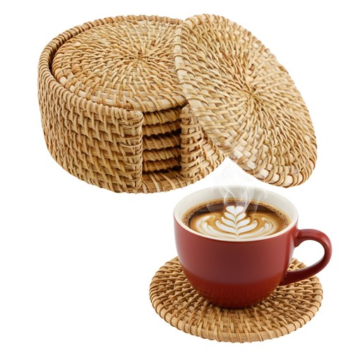 Handwoven rattan coasters - handwoven,