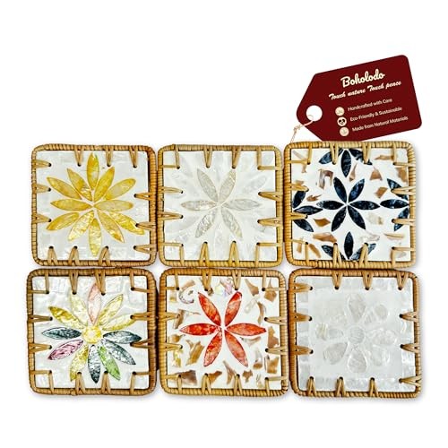 Handmade rattan coaster set - handmade,