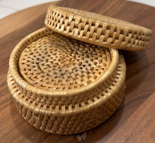 Rattan basket coaster - rattan,