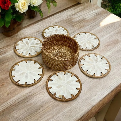 Woven rattan mother pearl - woven, of
