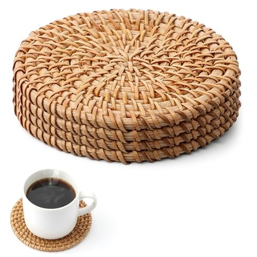 Pcs natural rattan - pcs, coasters