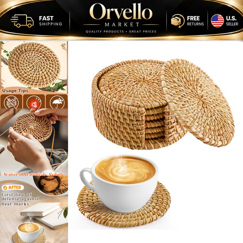 Handmade rattan coasters with - handmade,