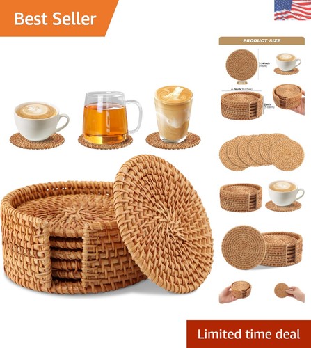 Natural wicker coasters set - natural,