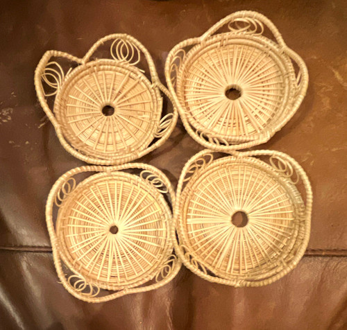 Round wicker coaster set - coaster, 4pc