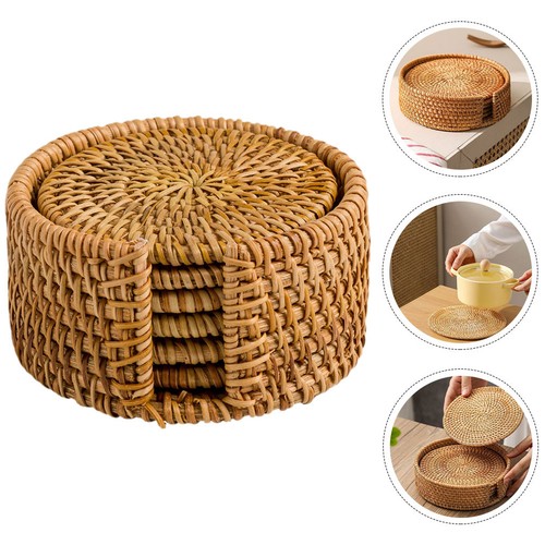 Set rattan coasters - coasters, woven