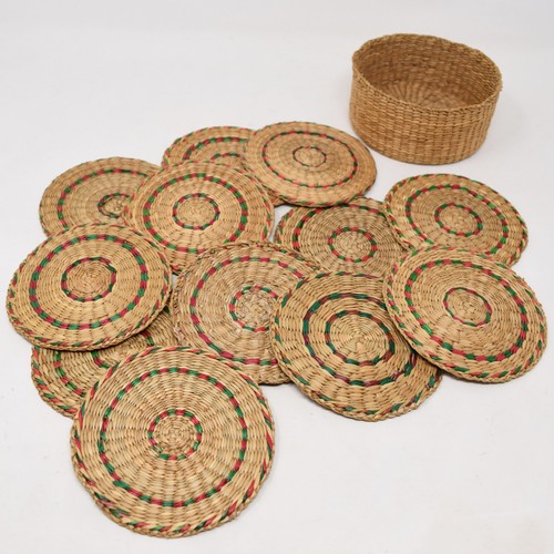 Woven rattan coasters - 12,
