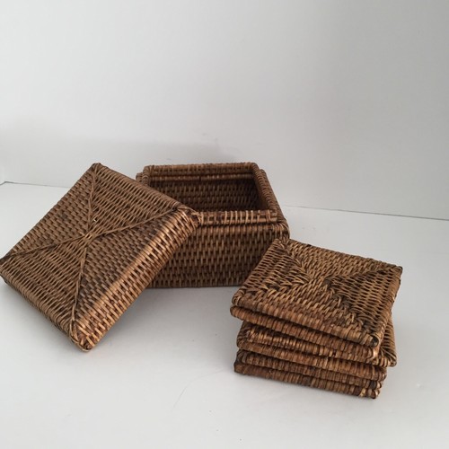 Rattan wicker set square - set, of