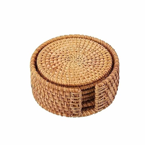 6pcs rattan coaster set - 6pcs,