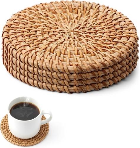 Pcs natural rattan - pcs, coasters